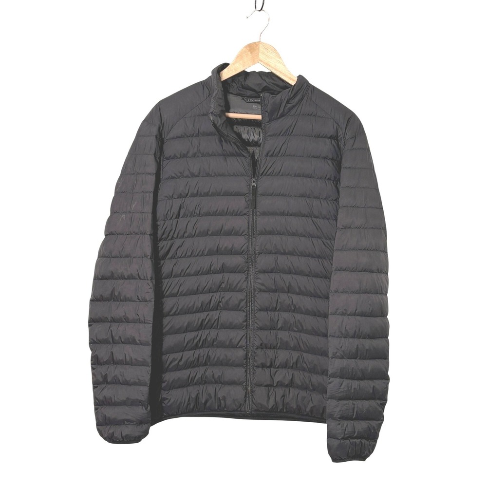 Uniqlo Men Ultra Light Down Puffer Jacket Size L Black Quilted Full Zip Packable